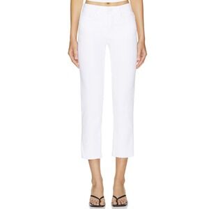 Good American Womens 4/27 Good Petite Straight Mid-Rise White Denim Jeans Rawhem